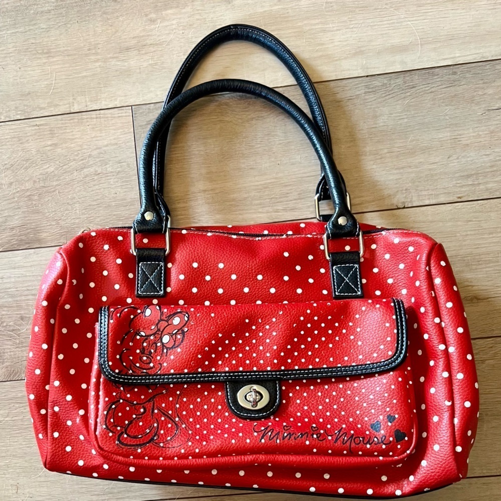 DISNEY Parks Minnie Mouse Handbag Red with White Polka Dots